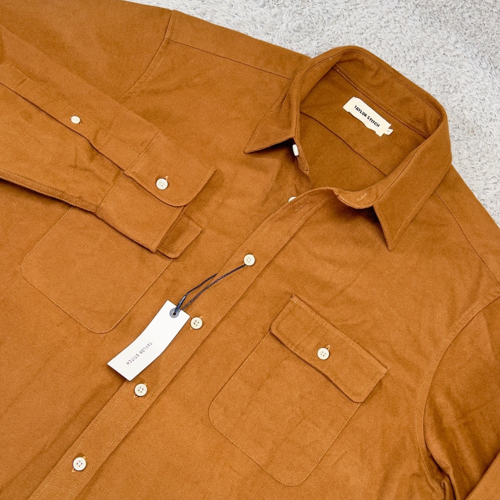 Taylor Stitch The Yosemite Shirt Tobacco Brown Organic Cotton Flannel Mens 42 L